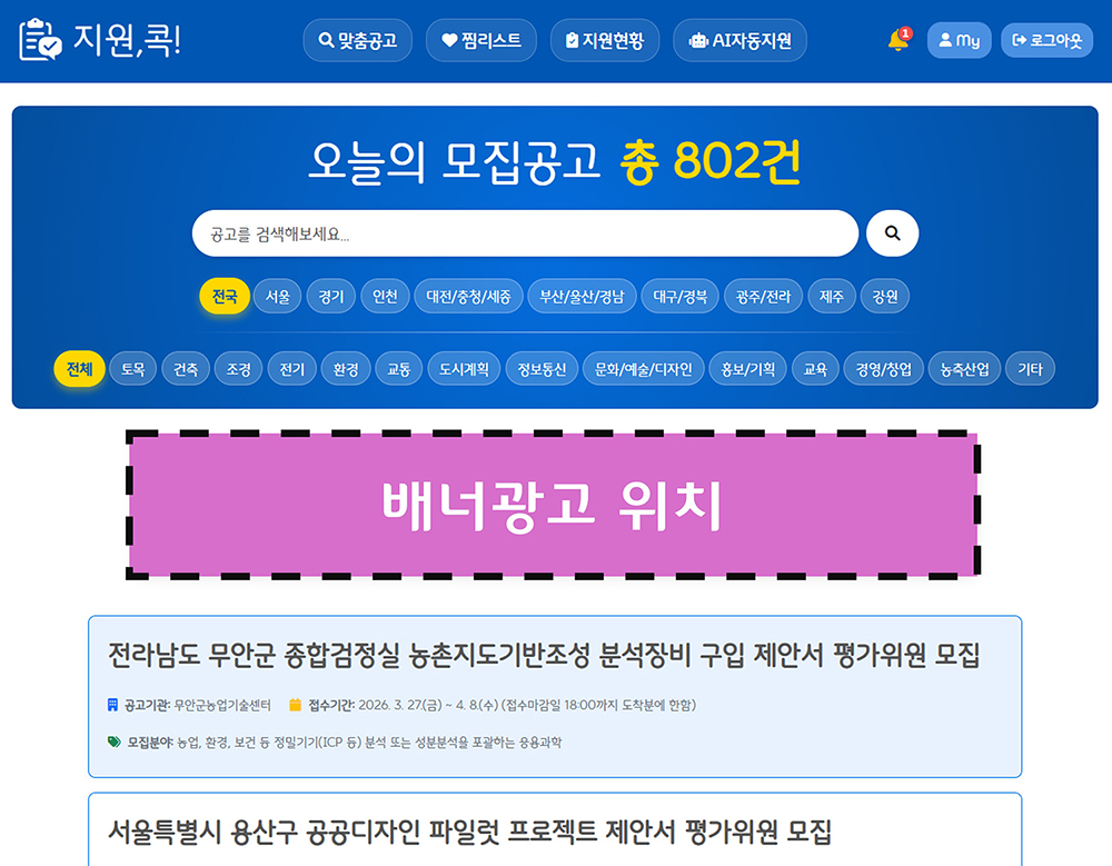 배너 광고 노출 위치
